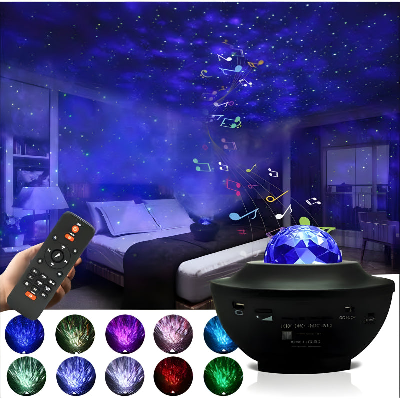 Multi-Functional LED Galaxy Projector Light With Built-In Bluetooth Speaker – Portable Mini Design