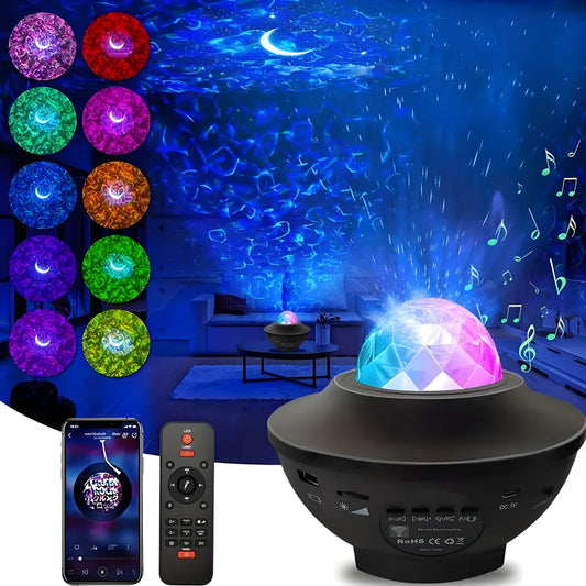 Multi-Functional LED Galaxy Projector Light With Built-In Bluetooth Speaker – Portable Mini Design
