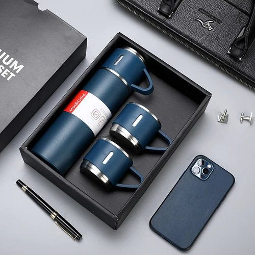 Stainless Steel Vacuum Flask Bottle Set with Cups